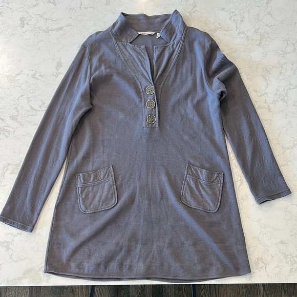 Soft Surroundings Take Two Tunic Top Large Grey Waffle Thermal Lagenlook - Picture 6 of 16